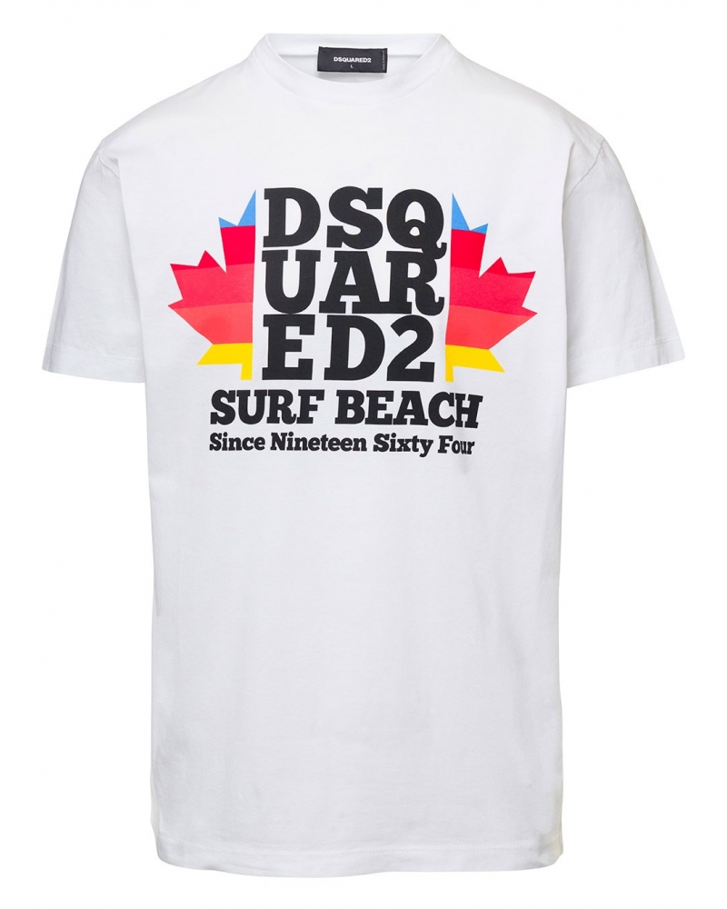 DSQUARED2 - T-SHIRT BIANCA SURF BEACH