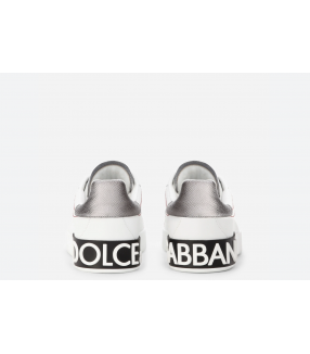 Dolce & Gabbana - Sneakers Donna Bianco/Argento Pelle Portofino