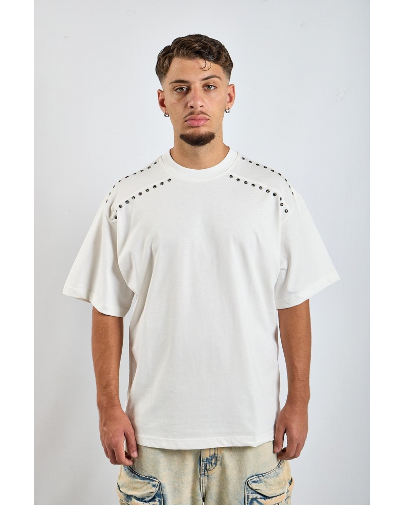T-Shirt Bianca Borchiata